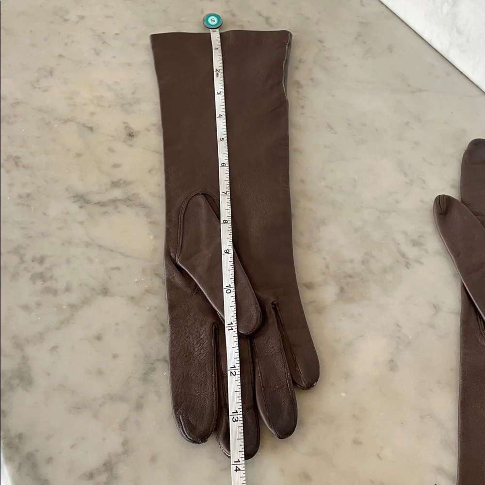CABRETTA Silk Lined Opera Length Elegant Brown Leather Gloves 6 1/2